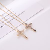 Fashion Jewelry Micro-inlaid Zircon Cross Shaped Pendant Necklace Wholesale main image 4