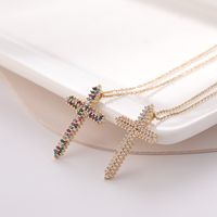 Fashion Jewelry Micro-inlaid Zircon Cross Shaped Pendant Necklace Wholesale main image 5