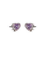 Fashion Creative Purple Gem Heart-shaped Alloy Earrings Necklace main image 6