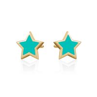Fashion Multi-color Drop Glue Star Simple Copper Stud Earrings sku image 6
