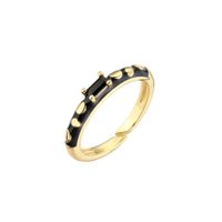 Copper Rectangular Colored Diamond Zircon Black Drip Oil Leopard Print Open Ring sku image 5