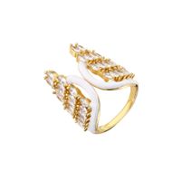 Copper Micro Set Zircon Color Drip Ring Christmas Tree Open Wing Ring sku image 1