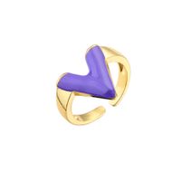 Fashion 18k Gold-plated V Letter Glossy Oil Drop Open Copper Ring sku image 7