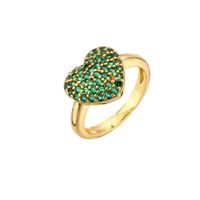Copper Micro-encrusted Zircon Peach Heart-shaped Opening Adjustable Ring sku image 5
