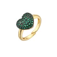 Copper Micro-encrusted Zircon Peach Heart-shaped Opening Adjustable Ring sku image 6