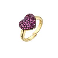 Copper Micro-encrusted Zircon Peach Heart-shaped Opening Adjustable Ring sku image 7