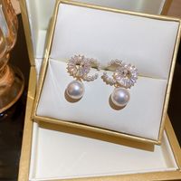 Fashion Zircon Pearl Earrings Retro Pearl Alloy Earrings sku image 1