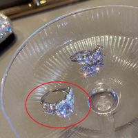 Zircon Ovale Double Rangée Bague Ouverte Bague En Diamant En Alliage De Mode Coréenne Femme sku image 1