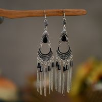 Fashion Traditional Tassel Women's Long Ethnic Crystal Chain Alloy Earrings sku image 2