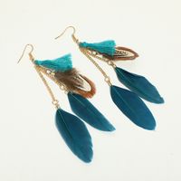New Creative Long Tassel Feather Earrings Women's Simple Earrings sku image 5