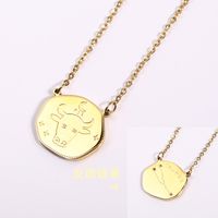 Classic Twelve Constellation Pendant Stainless Steel Double-sided Inlaid Zircon Star Necklace sku image 4