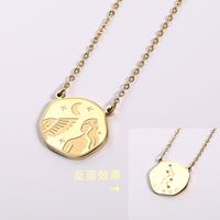 Classic Twelve Constellation Pendant Stainless Steel Double-sided Inlaid Zircon Star Necklace sku image 8