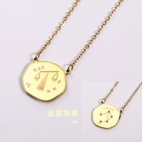 Classic Twelve Constellation Pendant Stainless Steel Double-sided Inlaid Zircon Star Necklace sku image 9