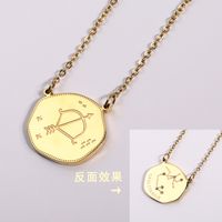 Classic Twelve Constellation Pendant Stainless Steel Double-sided Inlaid Zircon Star Necklace sku image 11