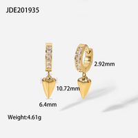 Fashion 14k Gold Strip Heart-shaped Zirconium Stainless Steel Heart Earrings sku image 1