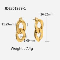 Simple 14k Gold Stainless Steel Hollow Chain Plain Cropped Earrings sku image 2