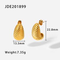 Aretes De Acero Inoxidable Con Diseño De Espiral Irregular Chapados En Oro De 18 Quilates sku image 1