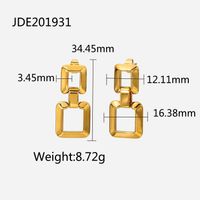 Vintage Hollow Chain Square 18k Gold Stainless Steel Earrings sku image 1