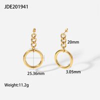 Simple Geometric Hollow Chain 14k Gold-plated Stainless Steel Cuban Chain Earrings sku image 1