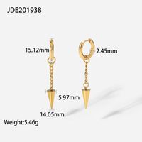 Fashion 14k Gold Stainless Steel Hanging Rivets Triangle Cone Earrings Wholesale sku image 1