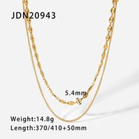 Simple 18k Gold-plated Pig Nose Chain Double-layer Stainless Steel Necklace sku image 1