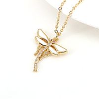 Vintage Dragonfly Pendant Simple Insect Color Oil Drop Copper Necklace sku image 3