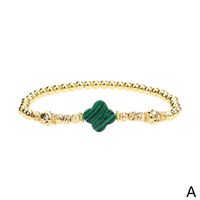 New Semi-precious Stone Four-leaf Clover Bracelet Simple Copper Gold-plated Bead Bracelet sku image 1