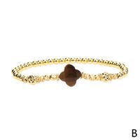 New Semi-precious Stone Four-leaf Clover Bracelet Simple Copper Gold-plated Bead Bracelet sku image 2