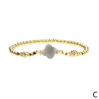 Nueva Pulsera De Trébol De Cuatro Hojas De Piedra Semipreciosa Pulsera De Cuentas Chapada En Oro De Cobre Simple sku image 3