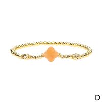 New Semi-precious Stone Four-leaf Clover Bracelet Simple Copper Gold-plated Bead Bracelet sku image 4