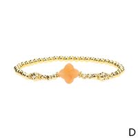 Nueva Pulsera De Trébol De Cuatro Hojas De Piedra Semipreciosa Pulsera De Cuentas Chapada En Oro De Cobre Simple sku image 4