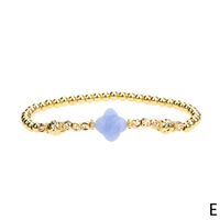 New Semi-precious Stone Four-leaf Clover Bracelet Simple Copper Gold-plated Bead Bracelet sku image 5