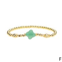 New Semi-precious Stone Four-leaf Clover Bracelet Simple Copper Gold-plated Bead Bracelet sku image 6