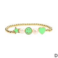 Fashion Color Five-pointed Star Heart-shaped Oil Drip Copper Bracelet Simple sku image 5