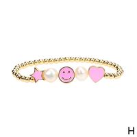 Fashion Color Five-pointed Star Heart-shaped Oil Drip Copper Bracelet Simple sku image 8
