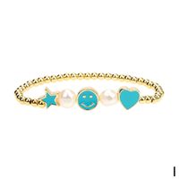 Fashion Color Five-pointed Star Heart-shaped Oil Drip Copper Bracelet Simple sku image 9