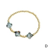 Natural Semi-precious Stone Four-leaf Clover Bracelet Simple Copper Gold-plated Beads sku image 4