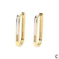 Fashion U-shaped Oval Diamond Earrings Simple Copper Earrings sku image 3