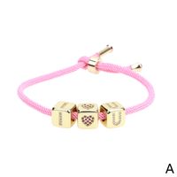 Diamond Simple Color Preservation Milan Color Rope Letter Woven Copper Bracelet sku image 1