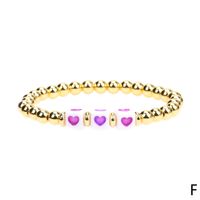 Retro Geometric Heart Shaped Drip Oil Gold Bead Copper Gold-plated Elastic Bracelet sku image 6