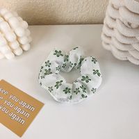 Fashion Green Hair Rope Plaid Polka Dot Flower Hair Scrunchies sku image 2