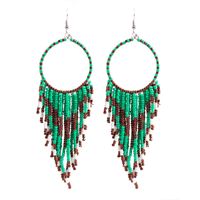 1 Pair Fashion Color Block Alloy Beaded Tassel Women's Earrings sku image 1