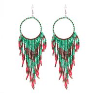 1 Pair Fashion Color Block Alloy Beaded Tassel Women's Earrings sku image 2