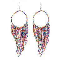 1 Pair Fashion Color Block Alloy Beaded Tassel Women's Earrings sku image 5