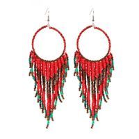 1 Par Moda Bloque De Color Aleación Con Cuentas Borla Mujeres Aretes sku image 6