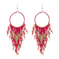 1 Pair Fashion Color Block Alloy Beaded Tassel Women's Earrings sku image 7