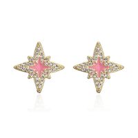 Simple Oil Drop Geometric Copper Plated 18k Gold Zircon Stud Earrings Female sku image 2