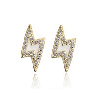 Fashion Oil Drop Copper Plated 18k Gold Micro-set Zircon Lightning Stud Earrings Female New sku image 1