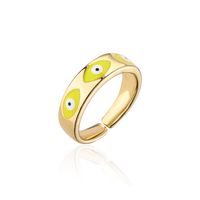 Retro Copper Plated Real Gold Dripping Oil Devil's Eye Open Ring sku image 2