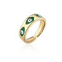 Retro Copper Plated Real Gold Dripping Oil Devil's Eye Open Ring sku image 3